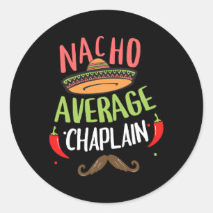 Adesivo Redondo Nacho Média Chaplain Sombrero Beard Cinco De May