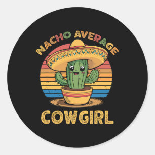 Adesivo Redondo Nacho Média Cowgirl Mexicana Cinco De Mayo Engraça