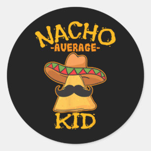 Adesivo Redondo Nacho Média Criança Jovem Rapaz Toddler Cinco De