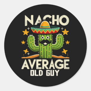 Adesivo Redondo Nacho Média da Velha Cara Avô Funny Cinco De M