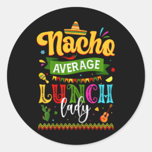 Adesivo Redondo Nacho Média de Almoço Lady Cinco De Mayo Fiesta Fu