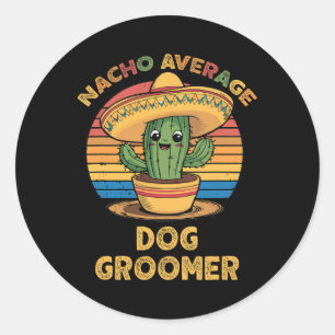 Adesivo Redondo Nacho Média de Cão Groomer Mexicano Cinco De Mayo