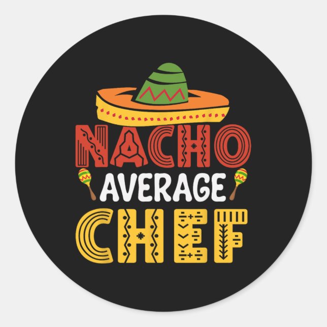Adesivo Redondo Nacho Média de Chef Cinco De Mayo (Frente)