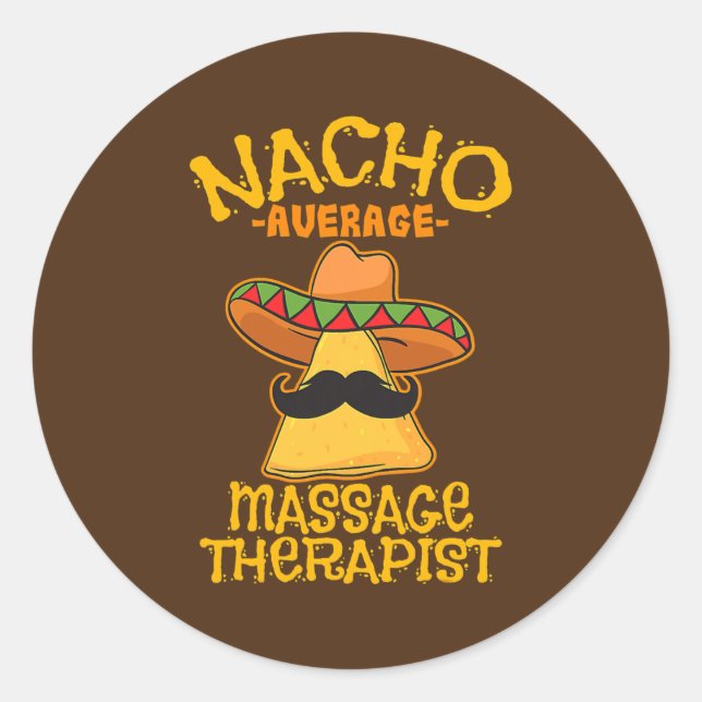 Adesivo Redondo Nacho Média de Massagem Terapista Masseuse Cinco d (Frente)
