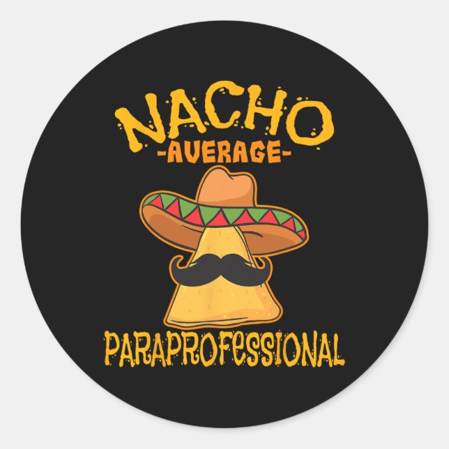 Adesivo Redondo Nacho Média de Professores Paraprofissionais Aides (Frente)