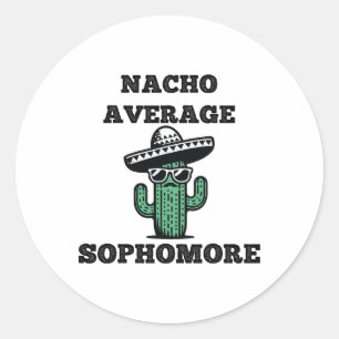 Adesivo Redondo Nacho Média do Sophomore Mexicano Cinco De Mayo
