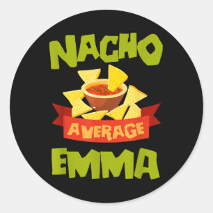 Adesivo Redondo Nacho Média Emma Funny Birthday Personalizado Nam