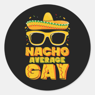 Adesivo Redondo Nacho Média Gay mexicana LGBTQ Cinco de Mayo