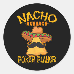 Adesivo Redondo Nacho Média Jogador de Poker Mexicano Jogos de Car