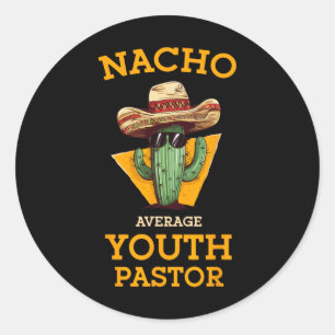 Adesivo Redondo Nacho Média Pastor Juvenil Líder Igreja Mexicano P