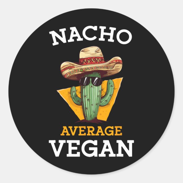 Adesivo Redondo Nacho Média Vegan Amigo Divertido Mexicano Cinco P (Frente)