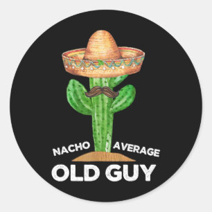 Adesivo Redondo Nacho Média Velha Cara Mexicana Engraçada Cinco