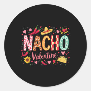 Adesivo Redondo Nacho Namorados Funny Sombrero E Taco Design