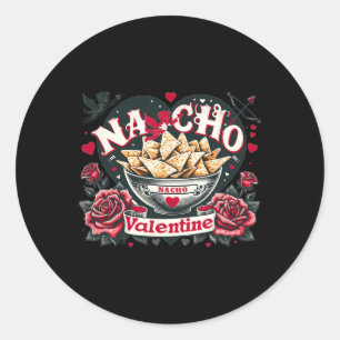 Adesivo Redondo Nacho Valentine - Comida Mexicana Nacho Funny Vale