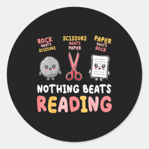 Adesivo Redondo Nada supera ler rock paper scissors engraçado