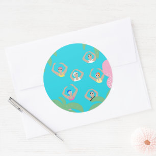 Adesivo Redondo Nadadores Artísticos   Ilustração da natação 