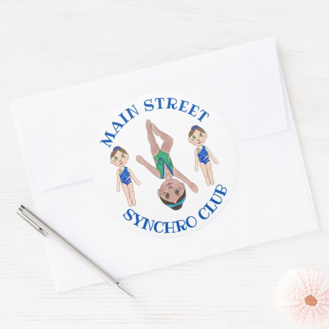 Adesivo Redondo Nadadores Sincronizados de Nadadores (Envelope)