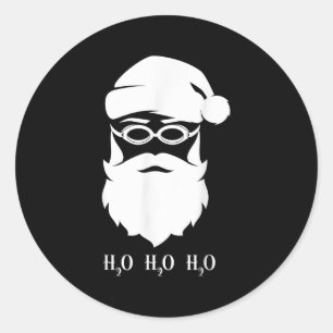 Adesivo Redondo Nadando Natal Papai Noel H20 Swimmer Xmas
