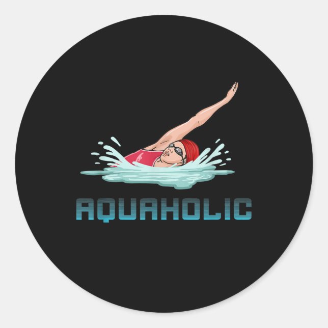 Adesivo Redondo Nadar Boné Óculos Natação Adorando Menina Nadadora (Frente)