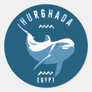 Adesivo Redondo Nadar com Dolphins Hurghada Egypt T-Shirt