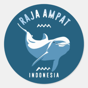 Adesivo Redondo Nadar com golfinhos em Raja Ampat