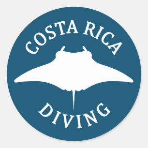 Adesivo Redondo Nadar Com Manta Ray - Divisor Costa Rica Scuba