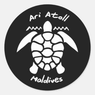 Adesivo Redondo Nadar com tartarugas nas Maldivas no Ari Atoll