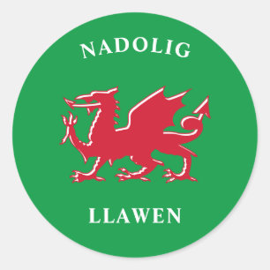 Adesivo Redondo Nadolig Llawen Galês Simples Celta Natal Alegre