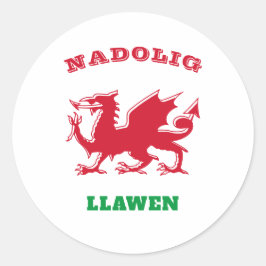Adesivo Redondo Nadolig Llawen Welsh Feliz Natal Simples Celta