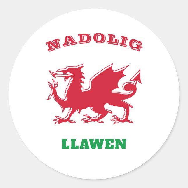 Adesivo Redondo Nadolig Llawen Welsh Feliz Natal Simples Celta (Frente)