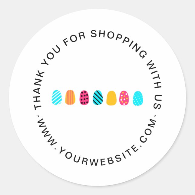 Adesivo Redondo Nail Salon, Cola Rosa Moderna (Frente)