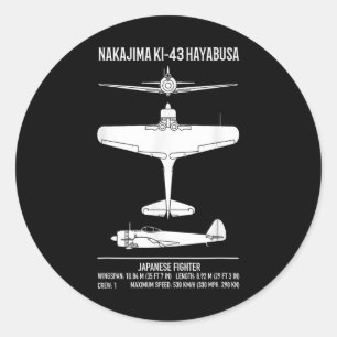 Adesivo Redondo Nakajima Ki-43 Hayabusa Plane de Combate Japonês