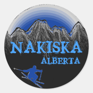 Adesivo Redondo Nakiska Alberta Canada Blue ski stickers