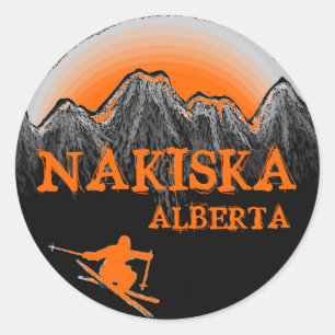 Adesivo Redondo Nakiska Alberta Canada Pão-de-esqui laranja