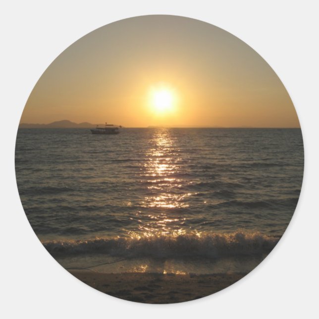 Adesivo Redondo Naklua Beach Sunset. Pattaya, Chonburi, Tailândia (Frente)
