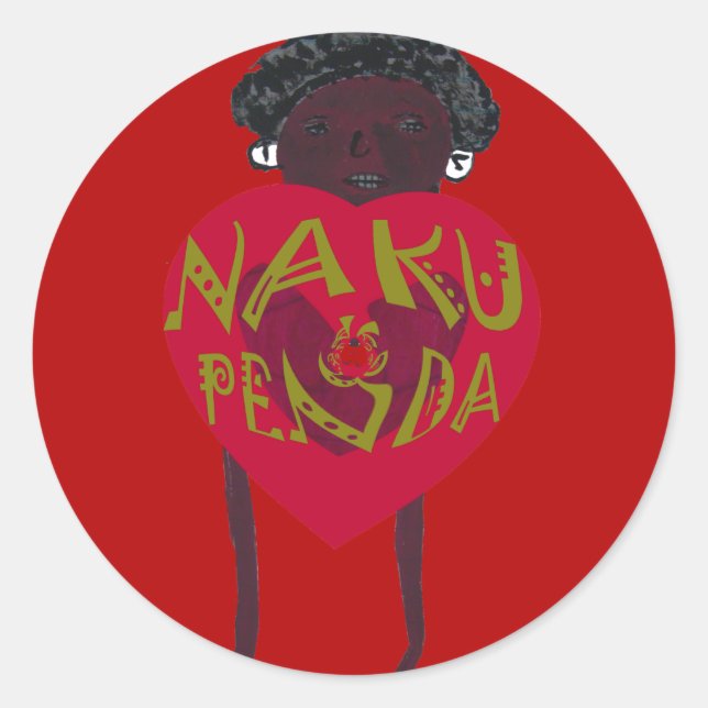 Adesivo Redondo Nakupenda Sana Art Impressão Swahili Design (Frente)