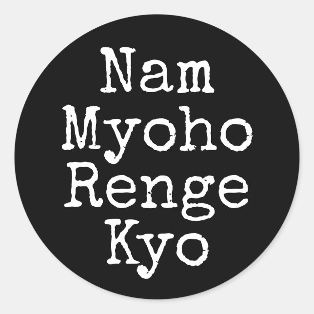 Adesivo Redondo Nam Myoho Renge Kyo Black Buddhism Mantra (Frente)