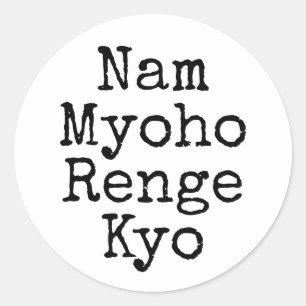 Adesivo Redondo Nam Myoho Renge Kyo White Budismo Mantra