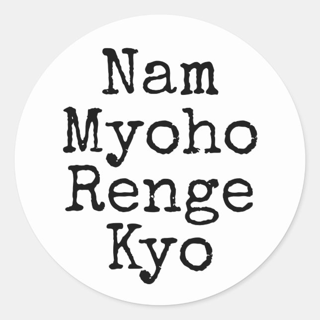 Adesivo Redondo Nam Myoho Renge Kyo White Budismo Mantra (Frente)