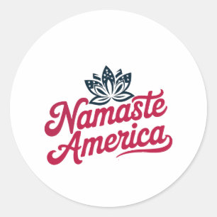Adesivo Redondo Namaste America Lotus Patriotic Sticker