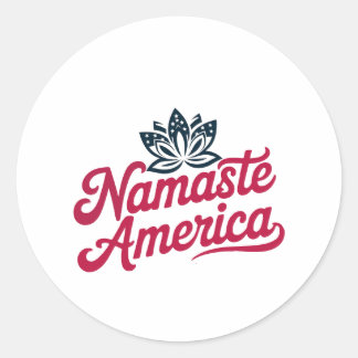 Adesivo Redondo Namaste America Lotus Patriotic Sticker