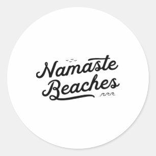 Adesivo Redondo Namaste Beaches Lindas Ondas de Praia Yoga Summer