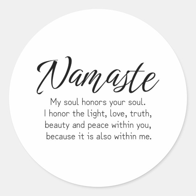 Adesivo Redondo Namaste definition Zen,Yoga, Inspirational quote (Frente)