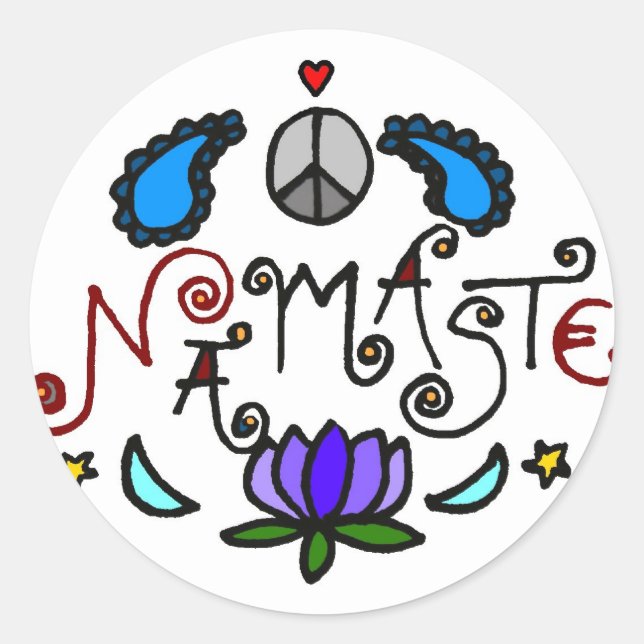 Adesivo Redondo Namaste Doodles (Frente)