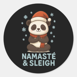 Adesivo Redondo Namasté E Trenó Panda Yoga Natal Fofo