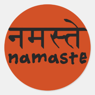 Adesivo Redondo Namaste em inglês e hindi