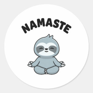 Adesivo Redondo Namaste Engraçado Cute Sloth Kawaii Yoga Sloth Est