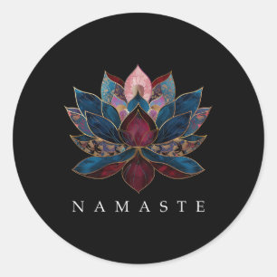 Adesivo Redondo Namaste Flor de Lótus Budismo Zen Iogue Buda Budis