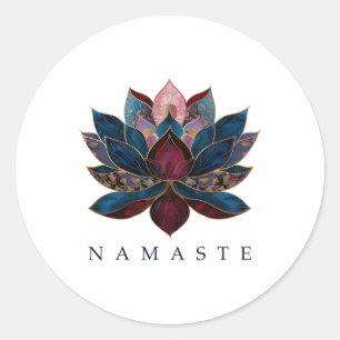 Adesivo Redondo Namaste Flor de Lótus Budismo Zen Iogue Budista Bu