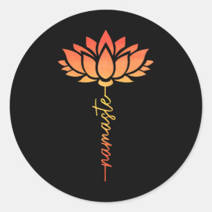 Adesivo Redondo Namaste Flor de Lótus Yoga Zen Budismo Buda Espiri